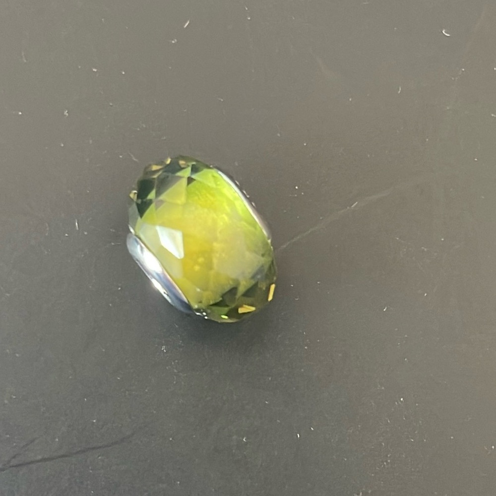 Charmed Memories lime green Murano Glass compatible w/Pandora sterling silver